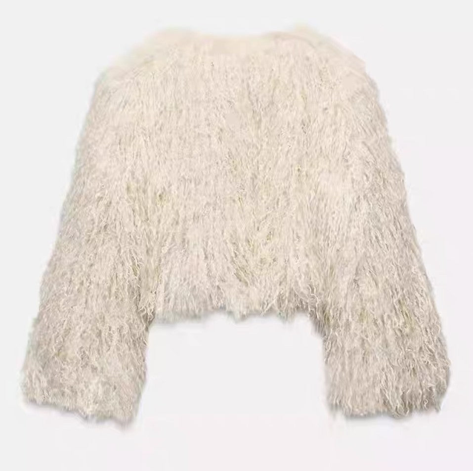 Jacke in Felloptik