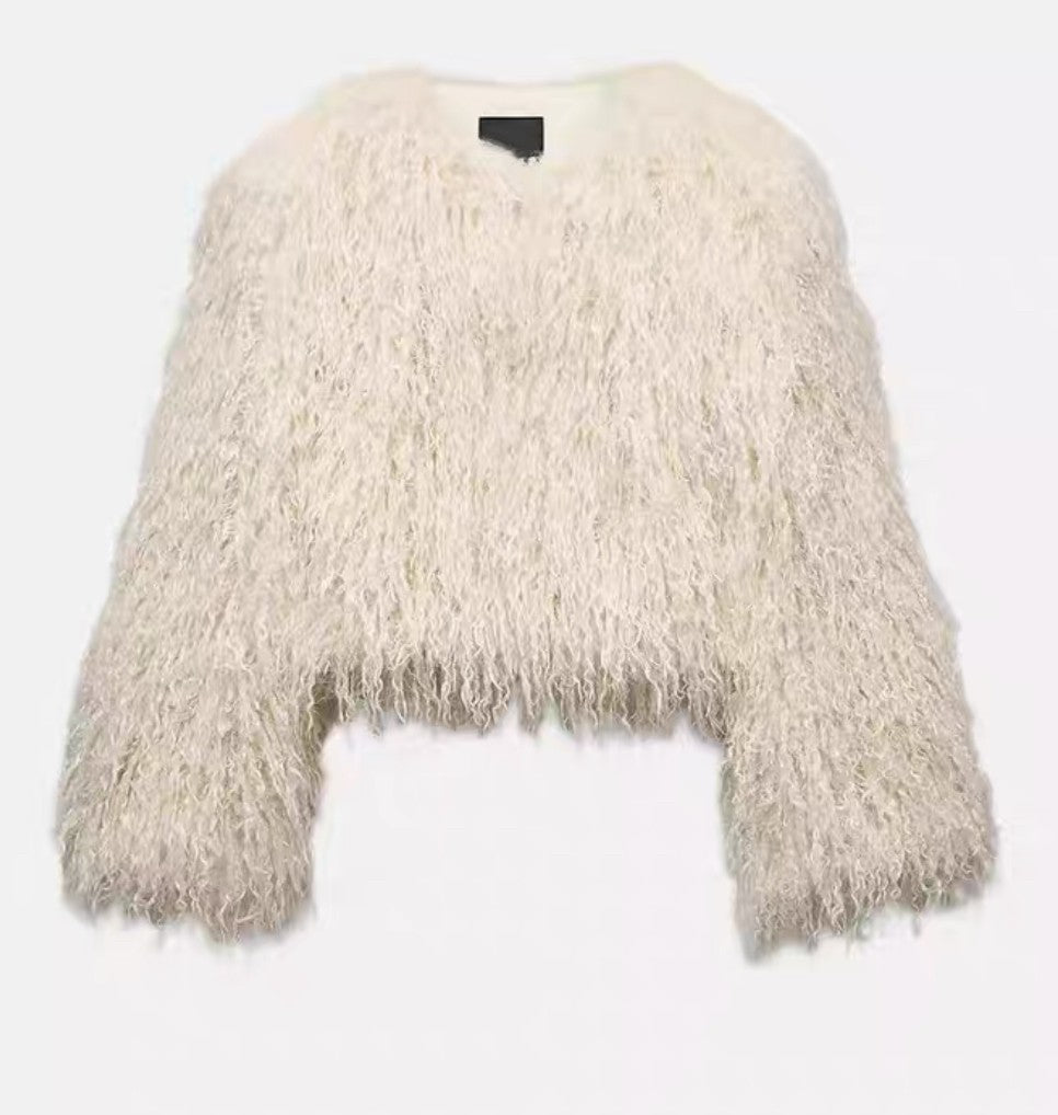Jacke in Felloptik